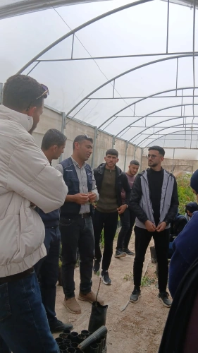 Ministry of Agriculture: Hebron Agriculture Directorate and Khadouri University – Al-Aroub are conducting practical student training at Wadi Al-Qaf nursery to build field skills