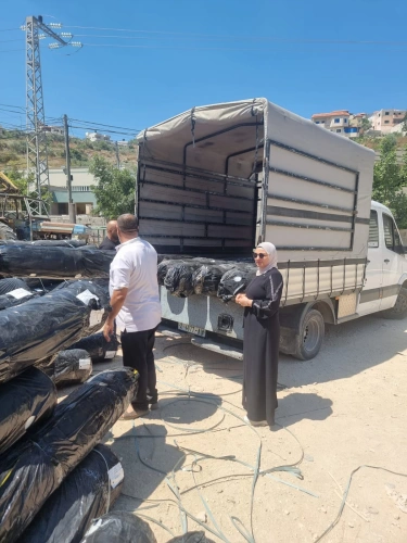 Ministry of Agriculture: Under the supervision and participation of Jenin Agriculture Directorate, Agricultural Relief distributes 126 rolls of shade netting to 34 farmers in Jenin area with Dutch support.